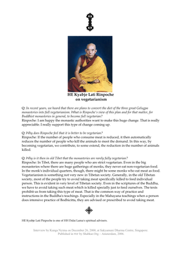 HE Kyabje Lati Pinpoche Is One of HH the Dalai Lama's Spiritual