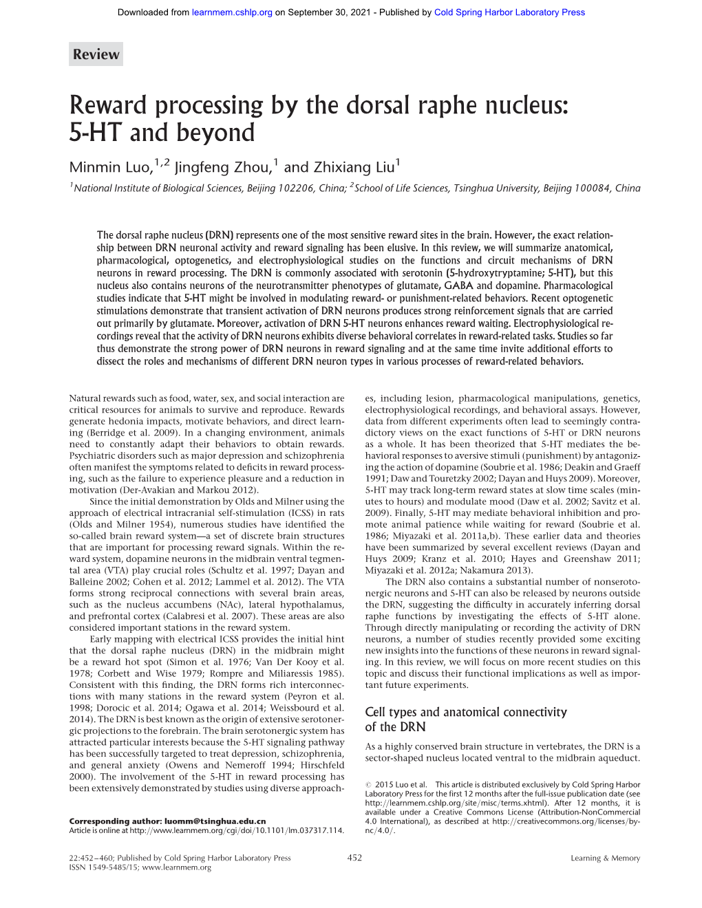 Reward Processing by the Dorsal Raphe Nucleus: 5-HT and Beyond