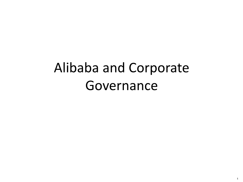 Alibaba and Corporate Governance Lecture Slides