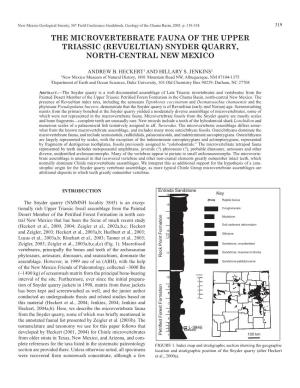 The Microvertebrate Fauna of the Upper Triassic (Revueltian) Snyder Quarry, North-Central New Mexico