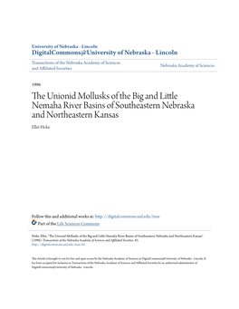 The Unionid Mollusks of the Big and Little Nemaha River Basins Of