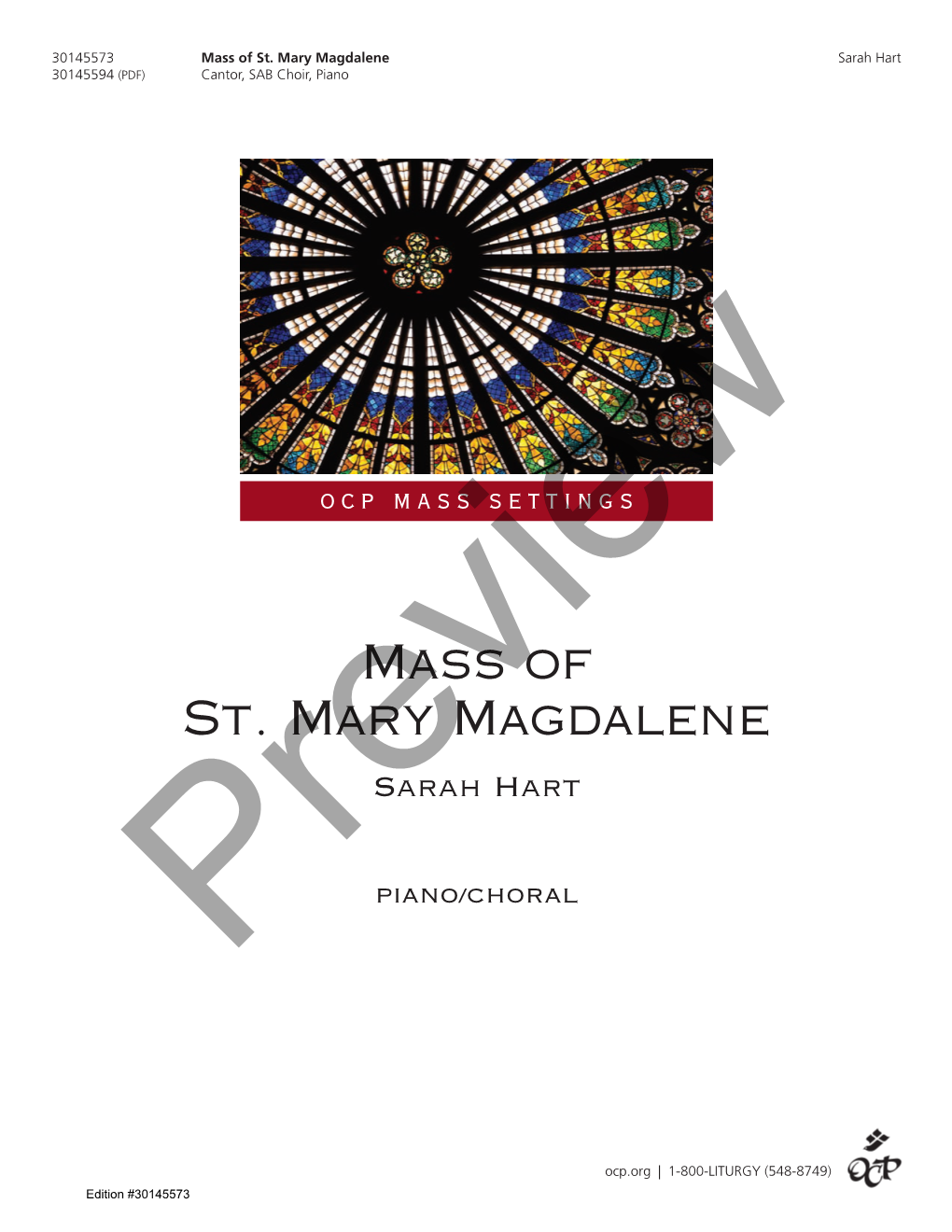 Mass of St. Mary Magdalene (Piano/Choral)