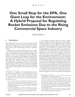 One Small Step for the EPA, One Giant Leap for the Environment: a Hybrid Proposal for Regulating Rocket Emissions Due to the Rising Commercial Space Industry