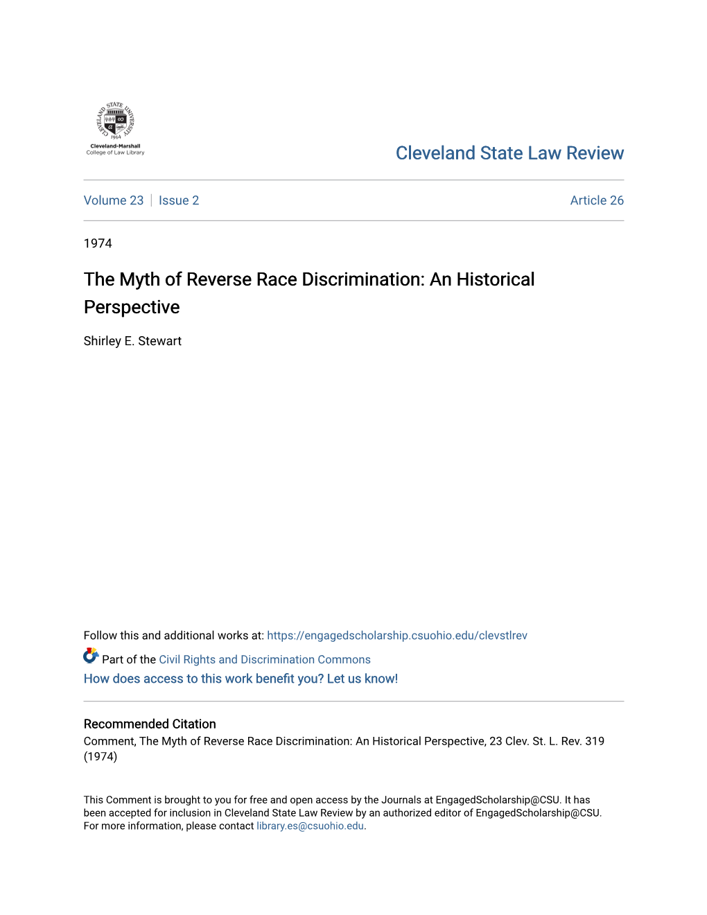 The Myth of Reverse Race Discrimination: an Historical Perspective