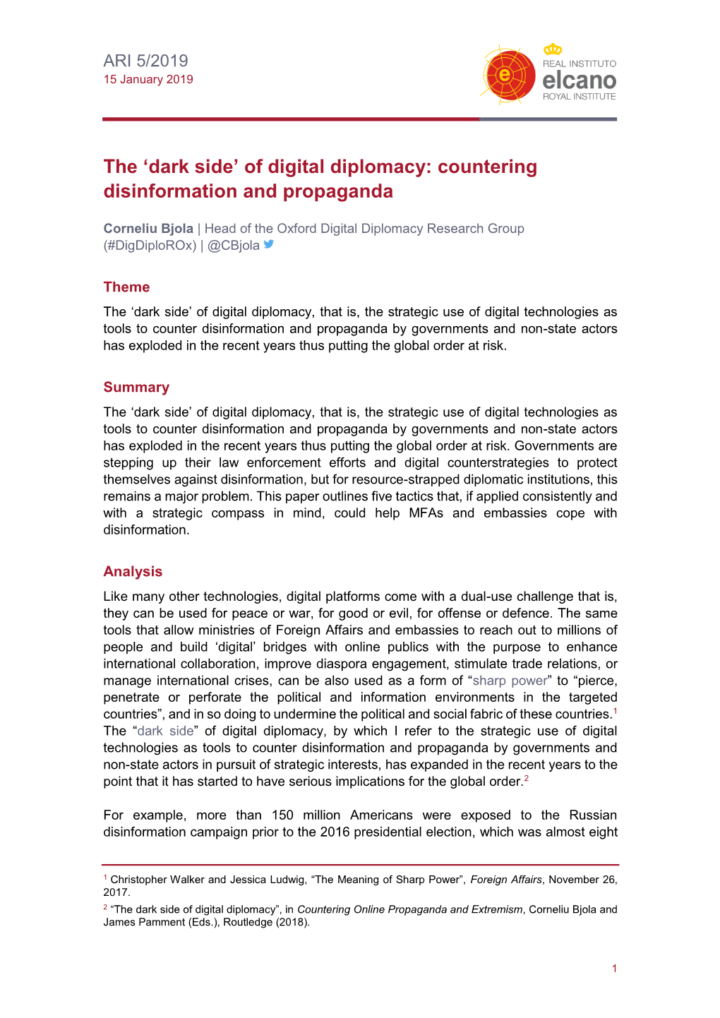 Of Digital Diplomacy: Countering Disinformation and Propaganda