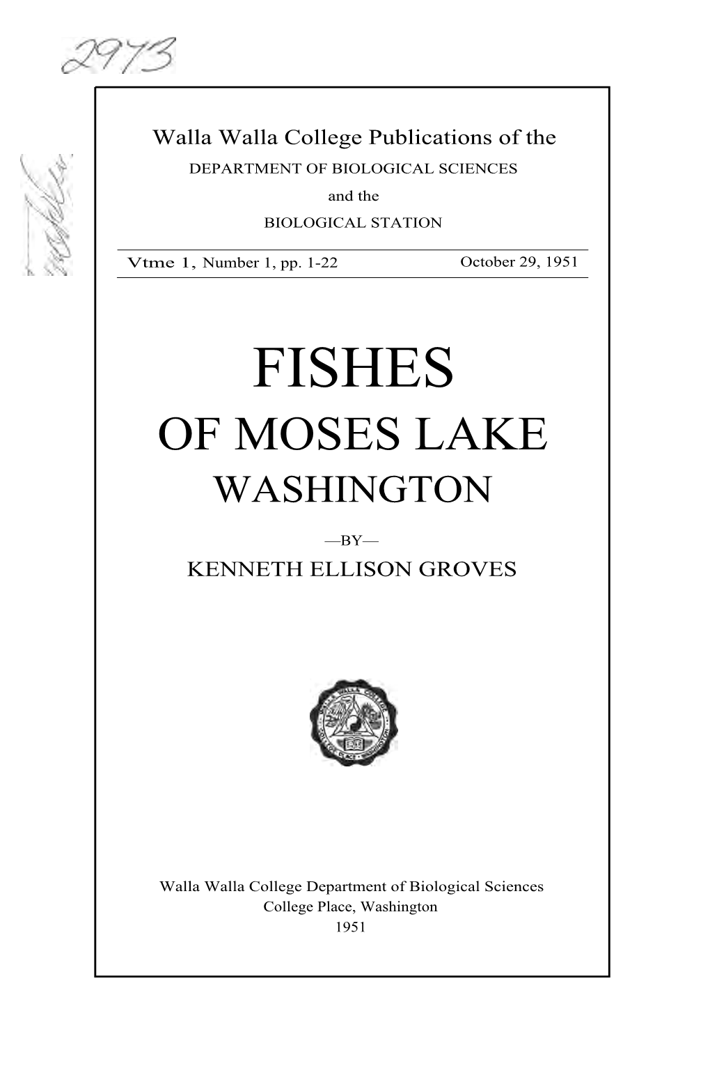Fishes of Moses Lake Washington