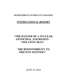 International Report “The Danger of a Nuclear