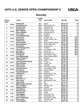 Saturday Tee Times