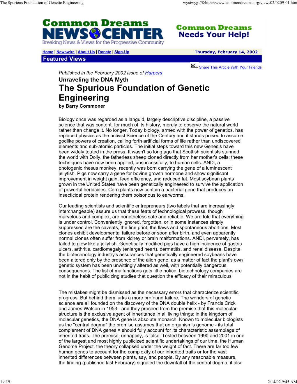 “The Spurious Foundation of Genetic Engineering