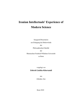 Iranian Intellectuals' Experience of Modern Science