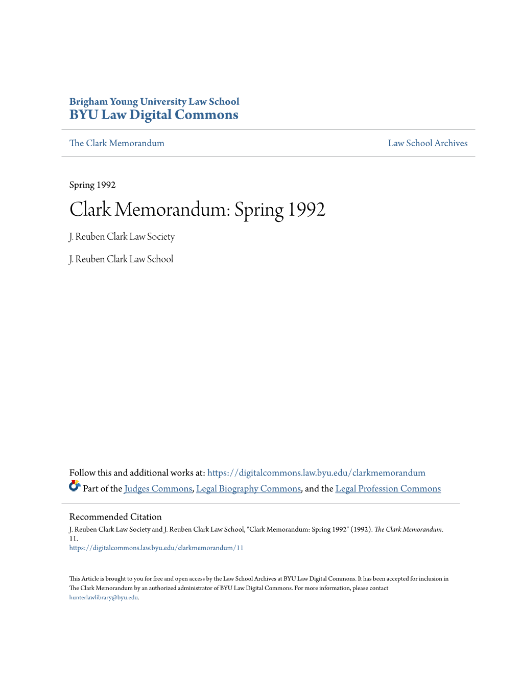 Clark Memorandum: Spring 1992 J