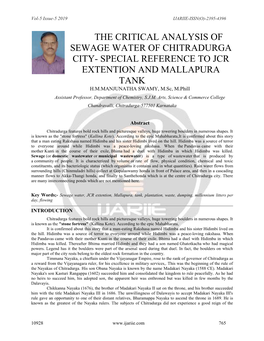 The Critical Analysis of Sewage Water Of