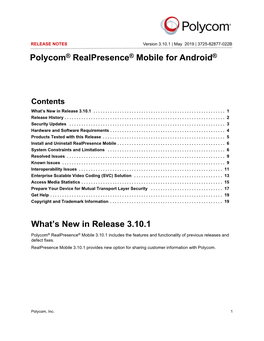 Polycom Realpresence Mobile for Android Release Notes 3.10.1