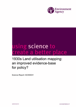 1930S Land Utilisation Mapping: an Improved Evidence-Base for Policy?