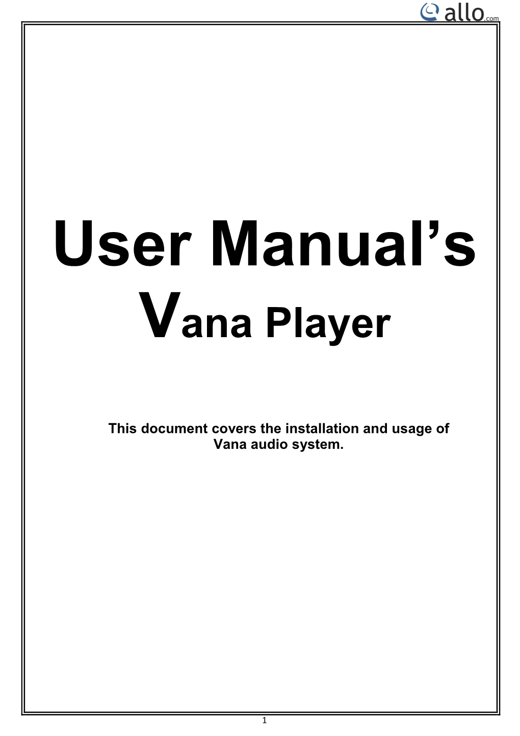 User Manual's Vana Player