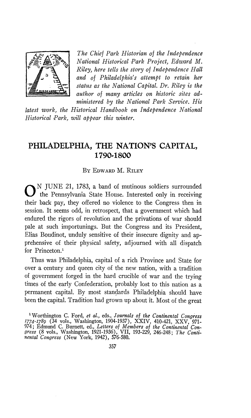 Philadelphia, the Nation's Capital, 1790-1800