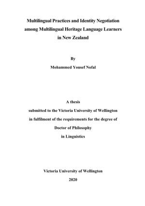 Multilingual Practices and Identity Negotiation Among Multilingual Heritage Language Learners in New Zealand