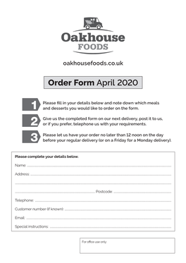 Order Form April 2020