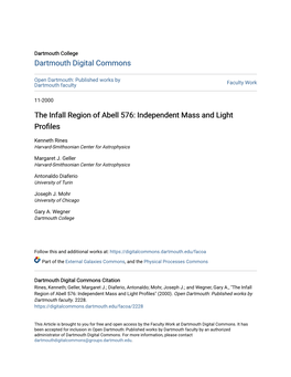 The Infall Region of Abell 576: Independent Mass and Light Profiles