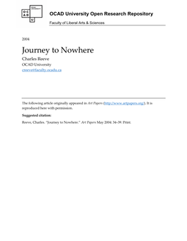 Journey to Nowhere Charles Reeve OCAD University Creeve@Faculty.Ocadu.Ca