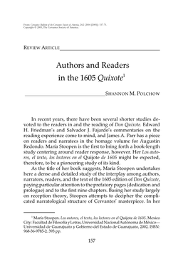 Authors and Readers in the 1605 Quixote1