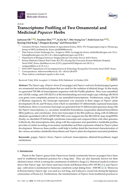 Transcriptome Profiling of Two Ornamental and Medicinal Papaver