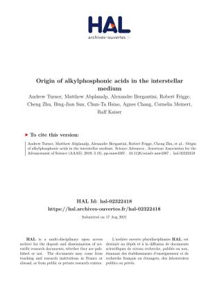 Origin of Alkylphosphonic Acids in the Interstellar Medium