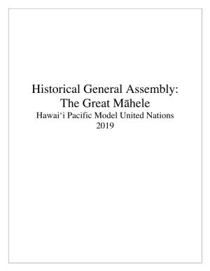 The Great Māhele Hawaiʻi Pacific Model United Nations 2019