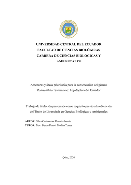 Universidad Central Del Ecuador Facultad De Ciencias Biológicas Carrera De Ciencias Biológicas Y Ambientales