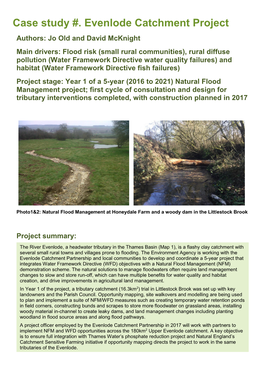 Case Study #. Evenlode Catchment Project