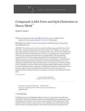 Compound AABA Form and Style Distinction in Heavy Metal *