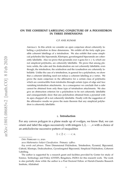 On the Coherent Labelling Conjecture of a Polyhedron in Three Dimensions