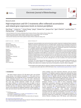 High Temperature and UV-C Treatments Affect Stilbenoid Accumulation and Related Gene Expression Levels in Gnetum Parvifolium