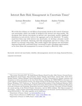 Interest Rate Risk Management in Uncertain Times∗