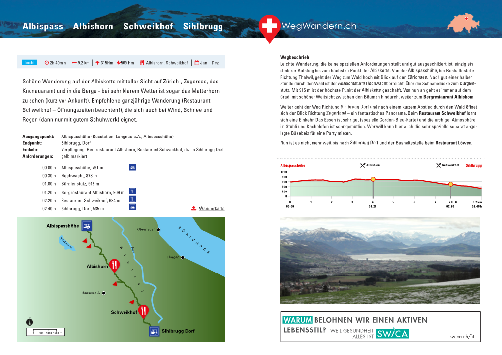 Albispass – Albishorn – Schweikhof – Sihlbrugg