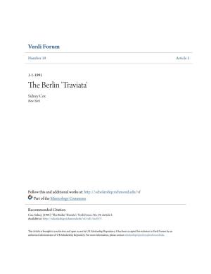 The Berlin 'Traviata' Sidney Cox New York