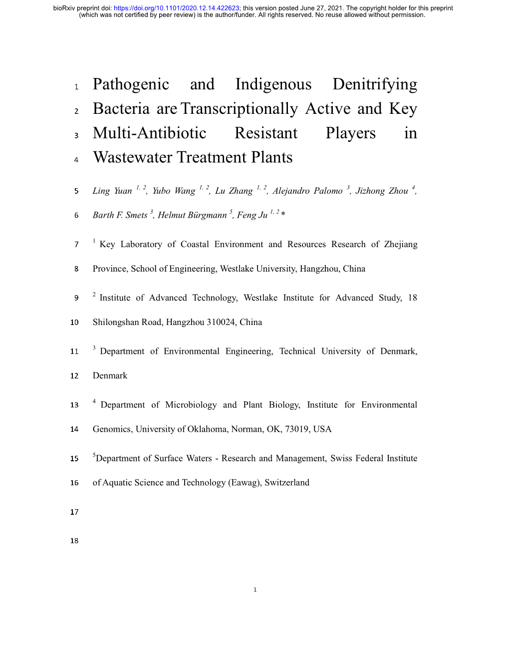 Pathogenic and Indigenous Denitrifying Bacteria Are