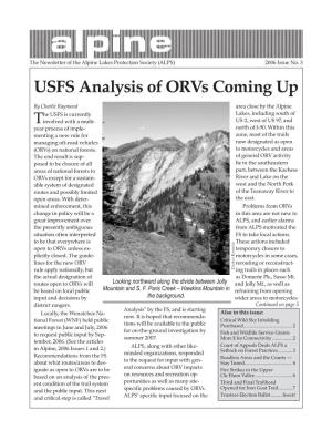 USFS Analysis of Orvs Coming Up