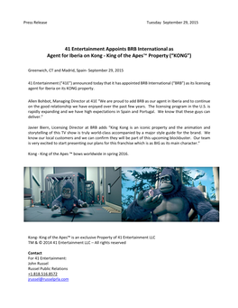 Press Release Tuesday September 29, 2015