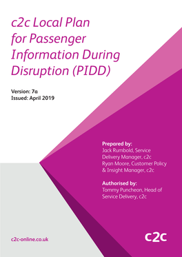 C2c Local Plan for Passenger Information During Disruption (PIDD)