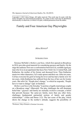 Family and Four American Gay Playwrights