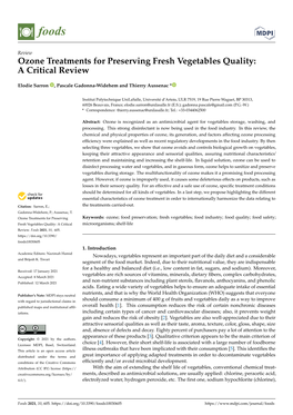 Ozone Treatments for Preserving Fresh Vegetables Quality: a Critical Review
