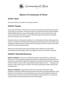 Bylaws of Community of Christ