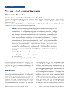 Venous Popliteal Entrapment Syndrome