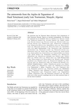 The Ammonoids from the Argiles De Teguentour of Oued Temertasset (Early Late Tournaisian; Mouydir, Algeria)