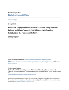 Emotional Engagement of Consumers: a Case Study Between Peloton and Classpass and Their Differences in Branding Initiatives on the Facebook Platform