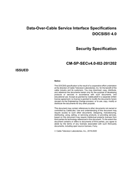 DOCSIS 4.0 Security Specification