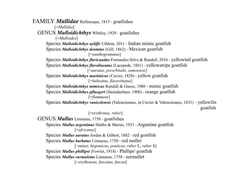 Page 1 FAMILY Mullidae Rafinesque, 1815