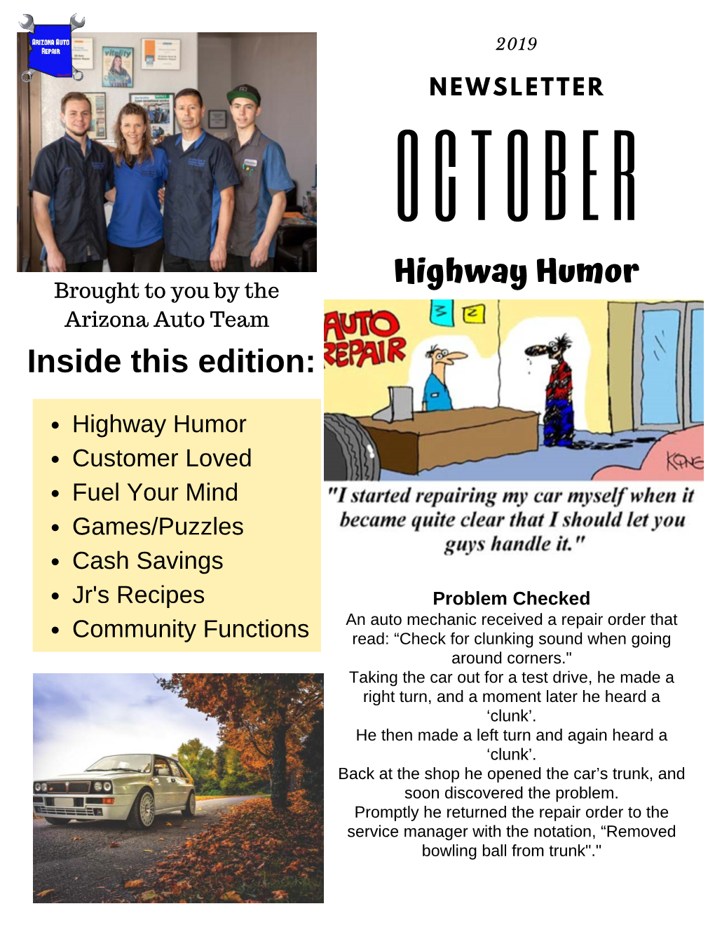 October 2019 Newsletter