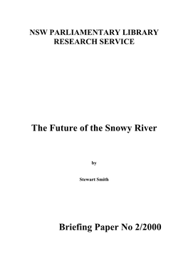 The Future of the Snowy River Briefing Paper No 2/2000